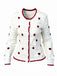 White 1950s Heart Contrast Knitted Cardigan