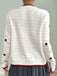 White 1950s Heart Contrast Knitted Cardigan