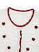 White 1950s Heart Contrast Knitted Cardigan