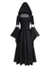 Black & Blue 1930s Witch Lace-Up Hooded Dress