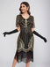 1920s Scoop Neck Sequin Tassels Charleston Dress