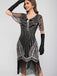 1920s Scoop Neck Sequin Tassels Charleston Dress