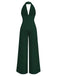 1970s Deep V-Neck Solid Super Wideleg Jumpsuit