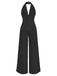 1970s Deep V-Neck Solid Super Wideleg Jumpsuit