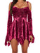 1960s Velvet Batwing Sleeve Irregular Hem Dress