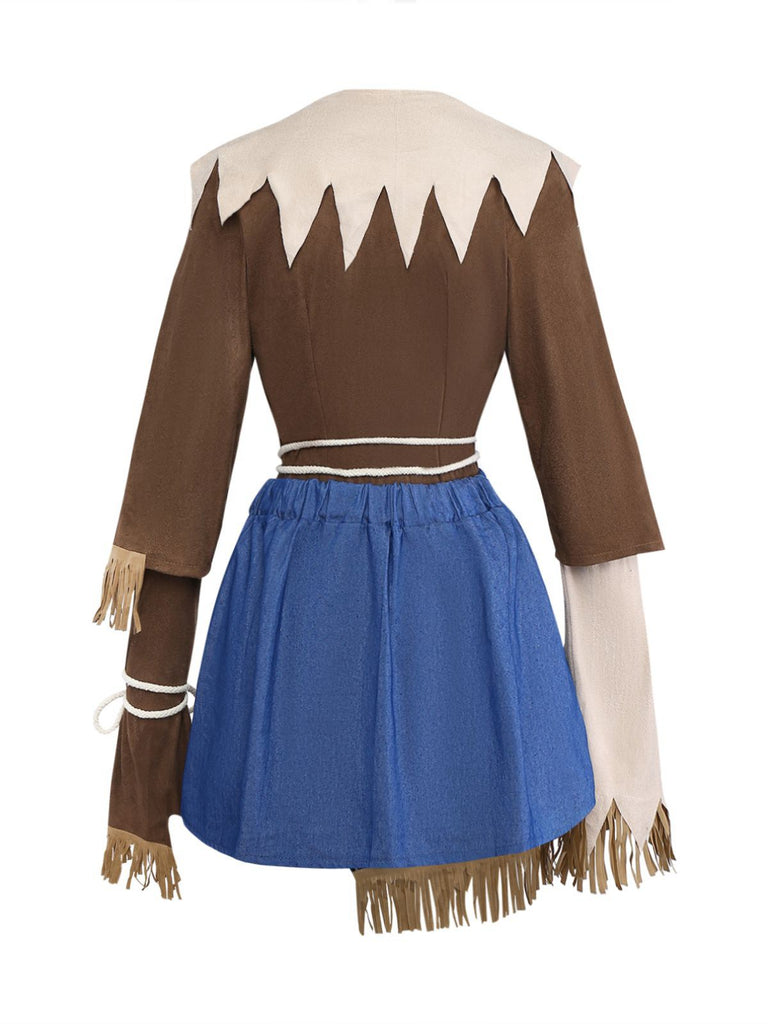 2PCS Brown 1960s Halloween Scarecrow Set
