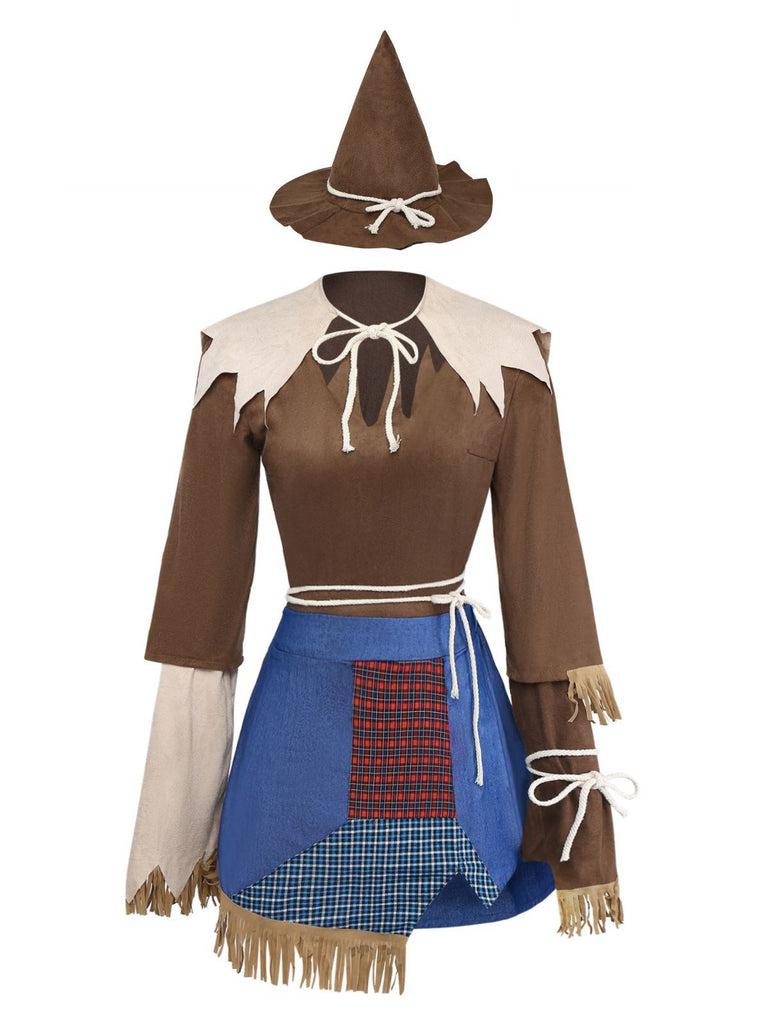 2PCS Brown 1960s Halloween Scarecrow Set