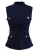 [Pre-Sale] 2PCS Blue & White 1950s Multi-Pocket Top & Pleated Skirt