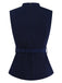 [Pre-Sale] 2PCS Blue & White 1950s Multi-Pocket Top & Pleated Skirt