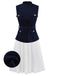 [Pre-Sale] 2PCS Blue & White 1950s Multi-Pocket Top & Pleated Skirt
