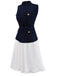 [Pre-Sale] 2PCS Blue & White 1950s Multi-Pocket Top & Pleated Skirt