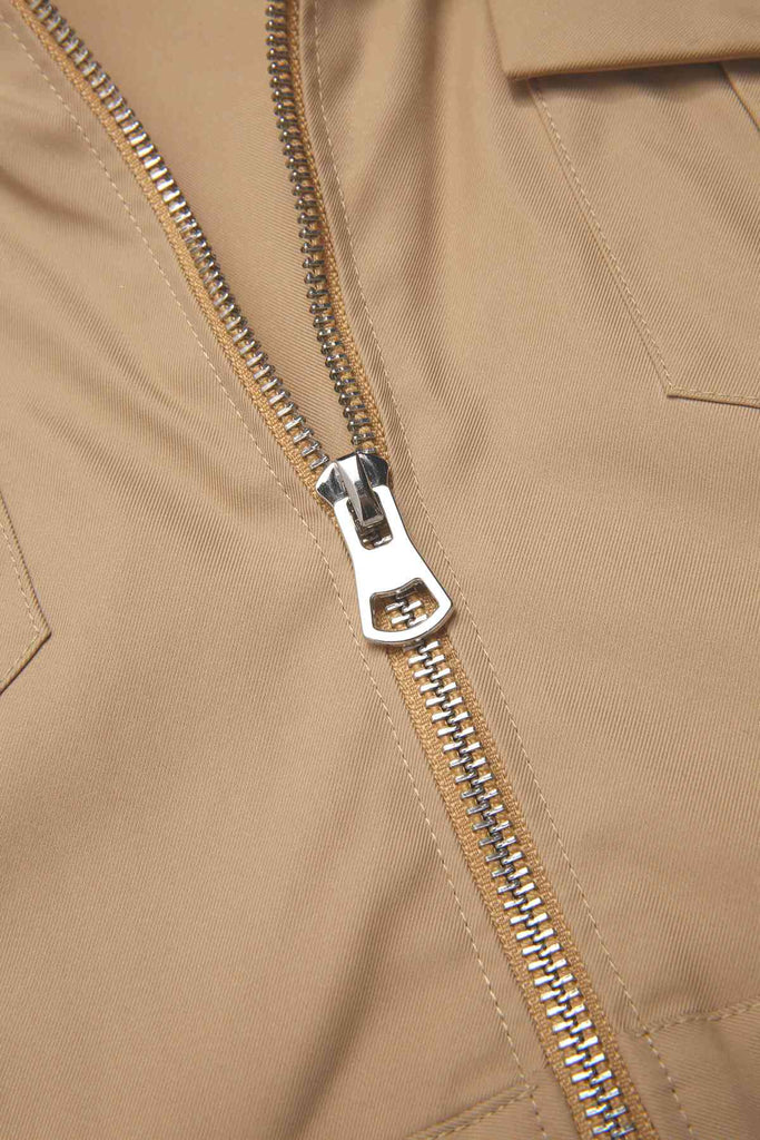 [Pre-Sale] 2PCS Khaki & Brown 1960s Plaid Patchwork Jacket & Pleated Skirt