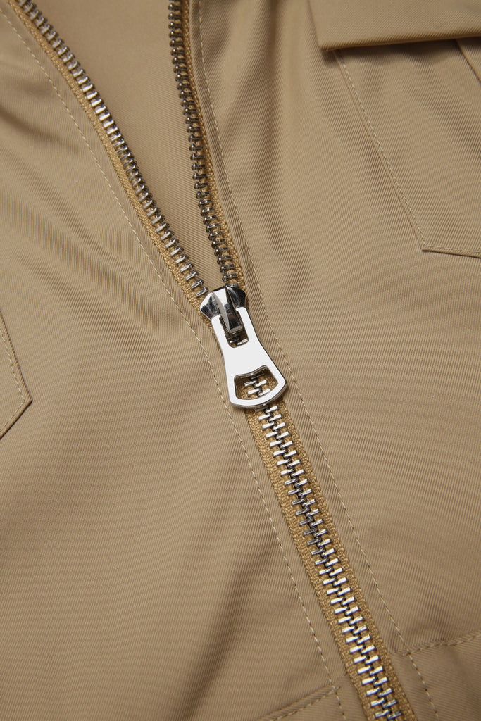 [Pre-Sale] Khaki 1960s Lapel Tartan Plaids Zipper Jacket