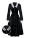 [Pre-Sale] Black 1940s Lace Lapel V-Neck Velvet Dress