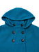 Blue 1930s Solid Faux-Wool Hooded Coat