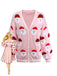 Pink 1940s Christmas Santa Claus Jacquard Cardigan