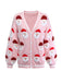 Pink 1940s Christmas Santa Claus Jacquard Cardigan