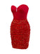 [Pre-Sale] Red 1960s Strapless Pearl Sequin Ruched Bodycon Dress