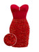 [Pre-Sale] Red 1960s Strapless Pearl Sequin Ruched Bodycon Dress