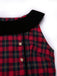 [Pre-Sale] Red 1940s Scottish Plaid Velvet Patchwork Ruffled Dress