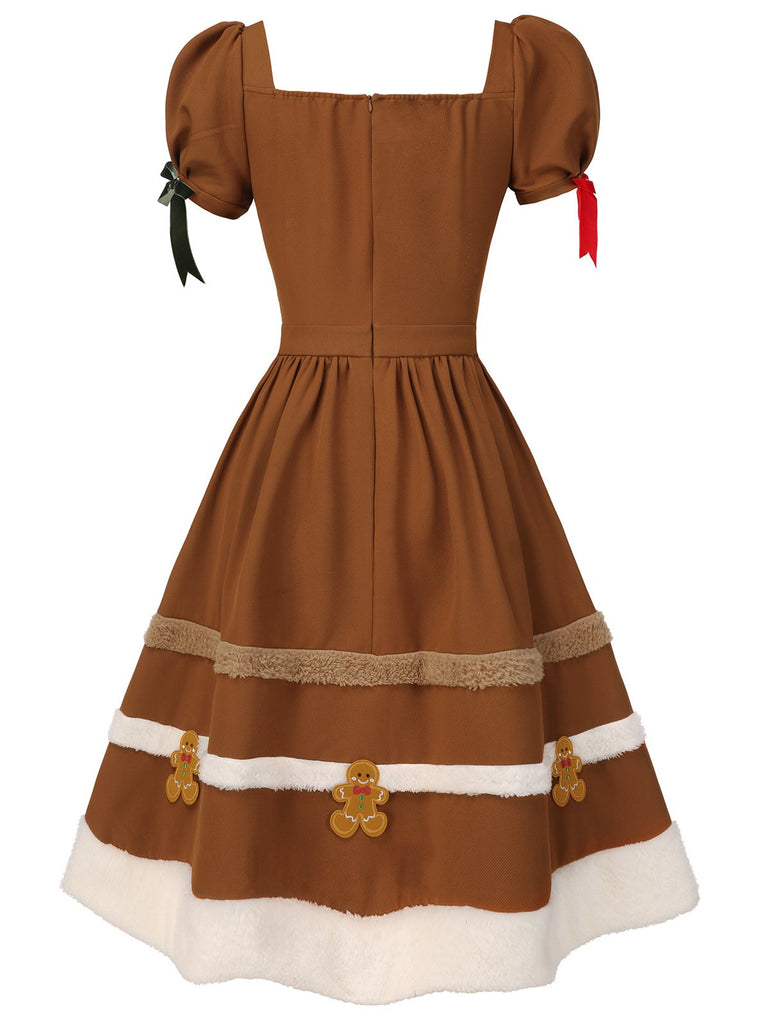 [Pre-Sale] Turmeric 1950s Gingerbread Man Plush Trim Dress