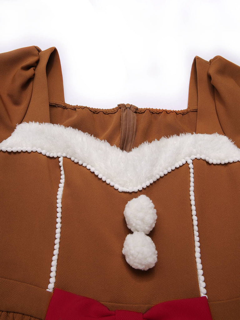 [Pre-Sale] Turmeric 1950s Gingerbread Man Plush Trim Dress