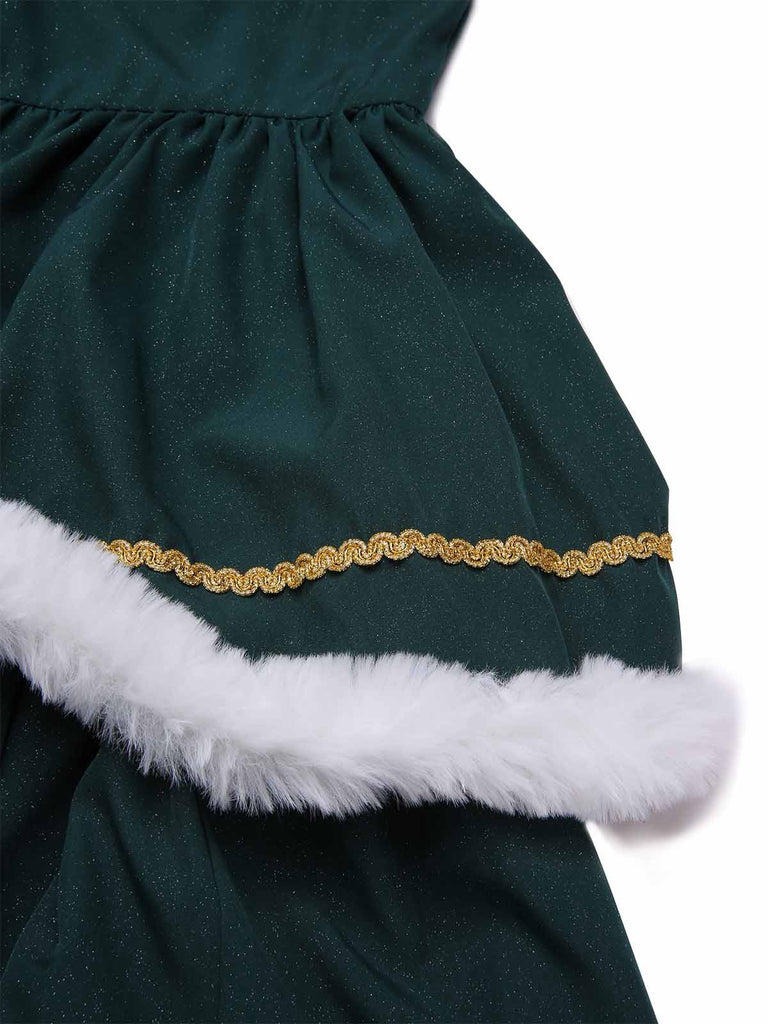 [Pre-Sale] Green 1950s Bow Glitter Frayed Edge Cake Dress
