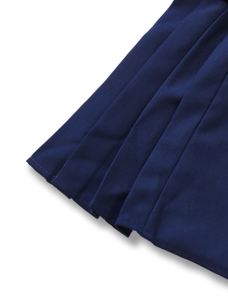 [Pre-Sale] Blue 1960s Plaid Lapel Patchwork Pleated Dress