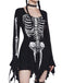 Black 1980s Halloween Skull Print Mini Dress