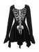 Black 1980s Halloween Skull Print Mini Dress