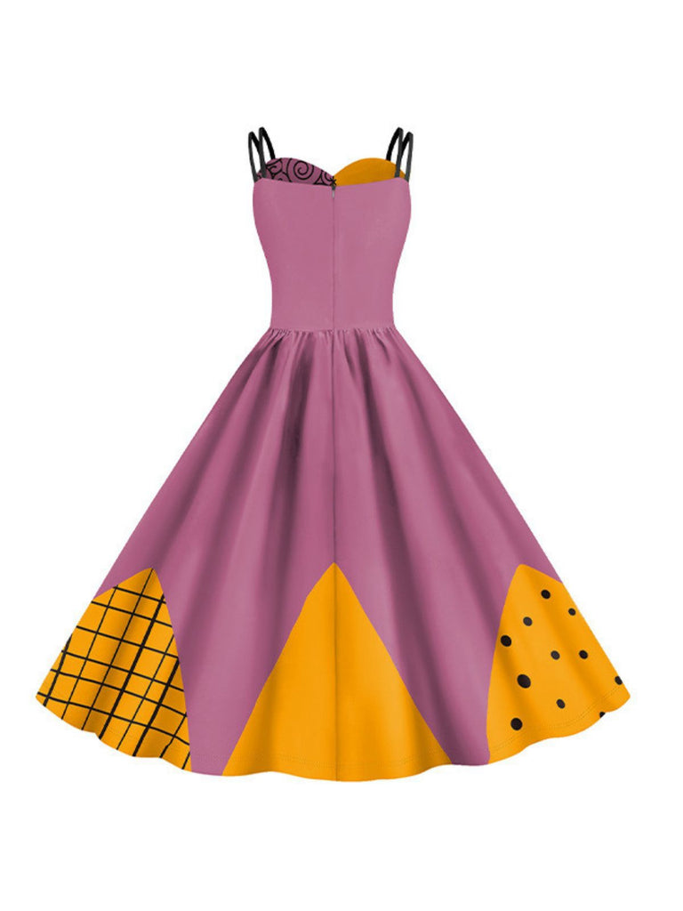 Multicolor 1950s Nightmare Before Christmas Sally Colorblock Dress