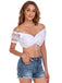 1950s Solid Lace Ruffled Ruched Crop Top