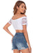 1950s Solid Lace Ruffled Ruched Crop Top