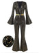[Pre-Sale] Black&Gold 1980s Sequin Bell-Sleeve Jumpsuit