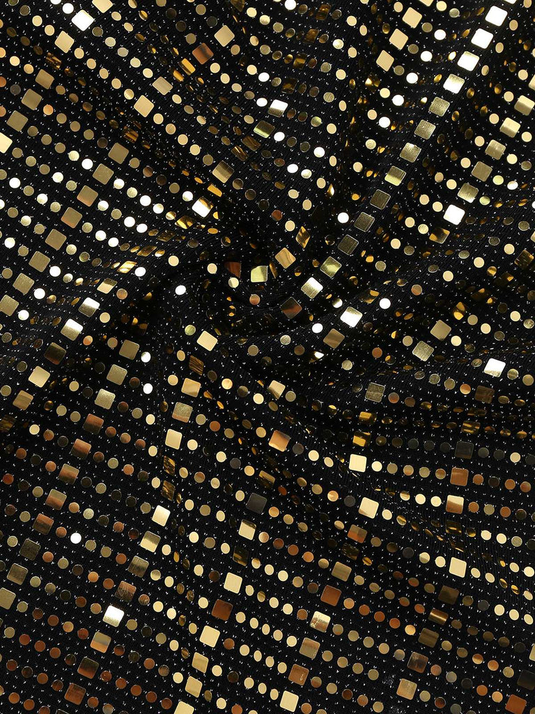 [Pre-Sale] Black&Gold 1980s Sequin Bell-Sleeve Jumpsuit