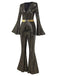 [Pre-Sale] Black&Gold 1980s Sequin Bell-Sleeve Jumpsuit