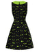 Black & Green 1960s Halloween Demon Eyes Dress