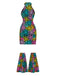 [Pre-Sale] Multicolor 1960s Rainbow Spider Web Halter Bodycon Dress