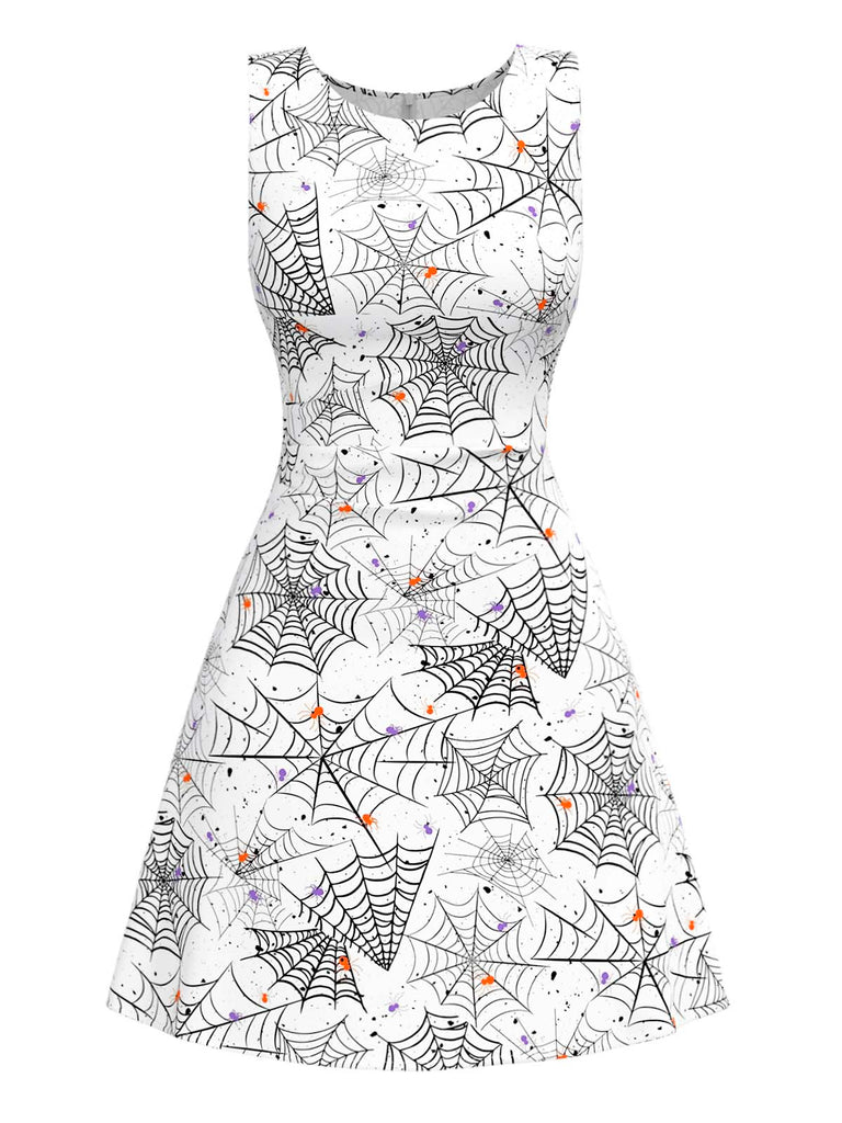 Black & White 1960s Horror Spider Web Dress