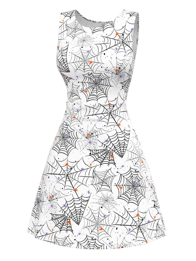 Black & White 1960s Horror Spider Web Dress