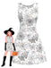Black & White 1960s Horror Spider Web Dress