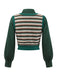 [Pre-Sale] 2PCS Green 1960s Diamond Check Knitted Vest Blouse & Skirt