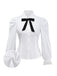 White 1960s Puff Sleeve Bow Tie Blouse