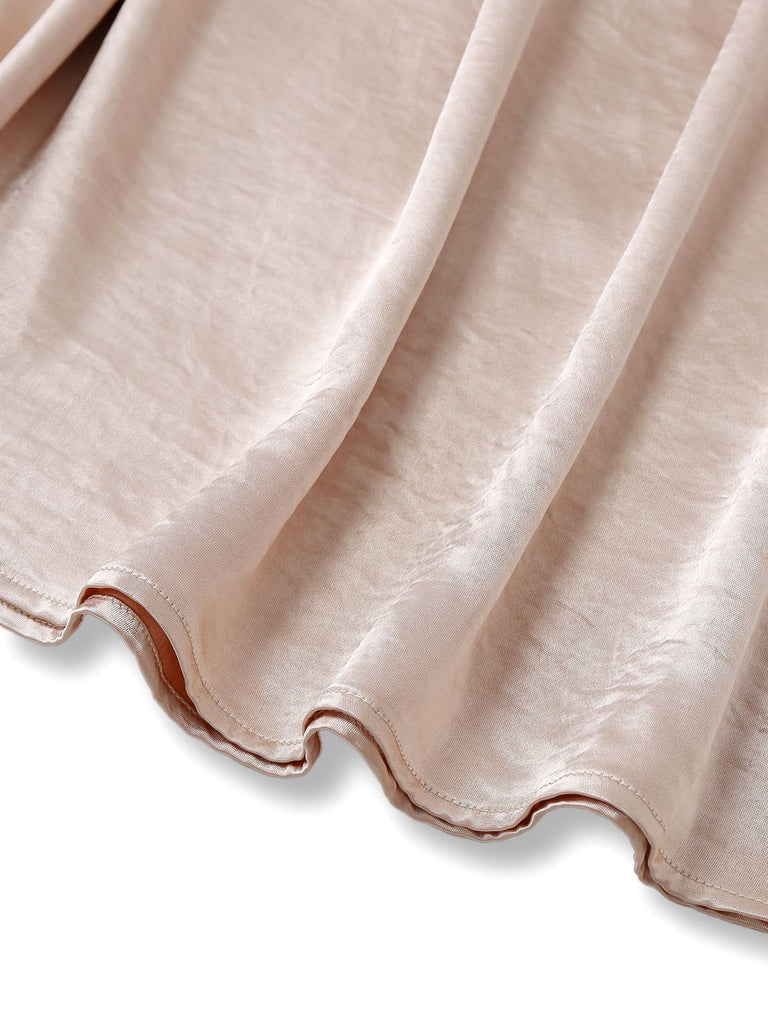 [Pre-Sale] Champagne 1950s Pearlescent Satin Waist Pleated Dress