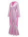 [Pre-Sale] Pink 1970s Flashing Tight Tassel Wide-Leg Jumpsuit