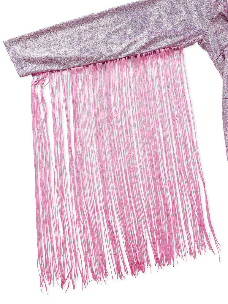 [Pre-Sale] Pink 1970s Flashing Tight Tassel Wide-Leg Jumpsuit