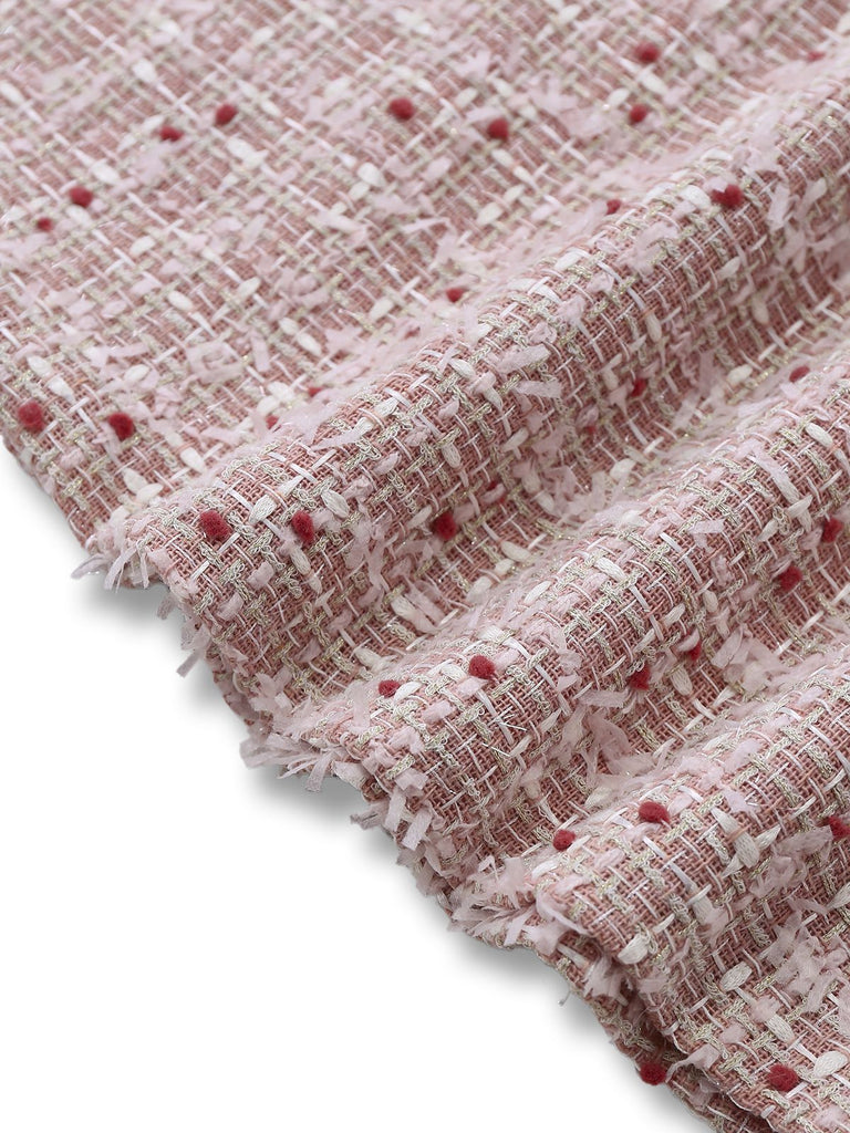 [Pre-Sale] Pink 1960s Plaid Tweed Mini Pinafore Dress