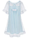 [Pre-Sale] Blue 1940s Ruffle Sleeve Plush Trim Tulle Nightgown