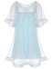 [Pre-Sale] Blue 1940s Ruffle Sleeve Plush Trim Tulle Nightgown