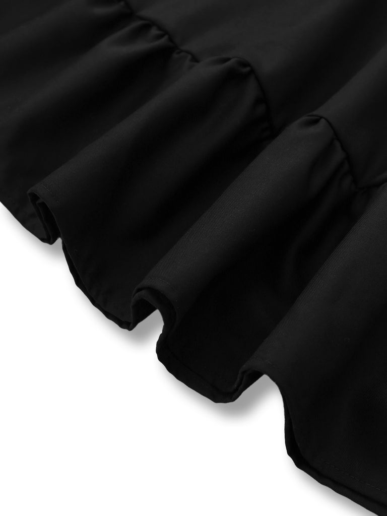 [Pre-Sale] Black 1950s Bow Decor Solid Skirt